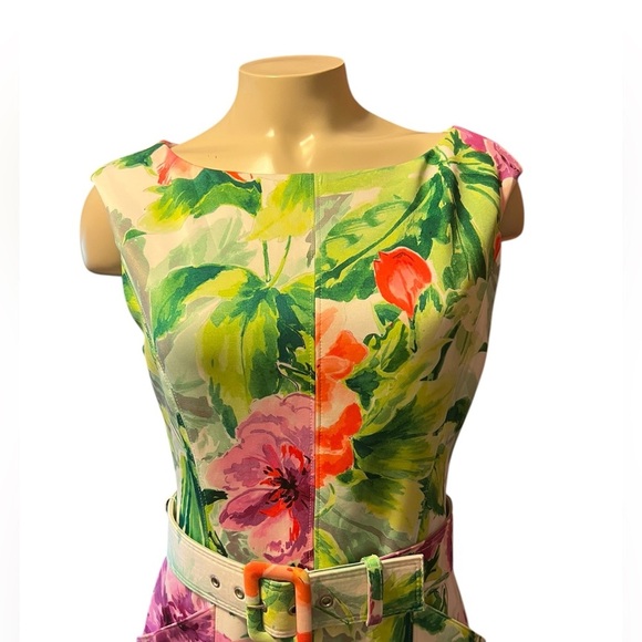 Donna Ricco Green Sundress Short Sleeve Scoop Neck Midi - Picture 5 of 14